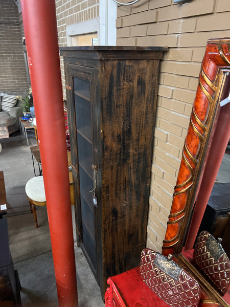 Rustic Tall Narrow Cabinet w/ Chicken Wire Door 159651.