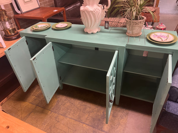 Teal Blue Glass Door Cabinet 167385.