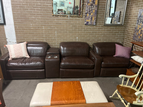 Theater Seating w/ 3 Electric Recliners & Cupholders + USB Ports 166442.