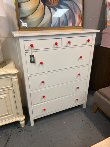 White Chest of Drawers Red Knob 1664909.