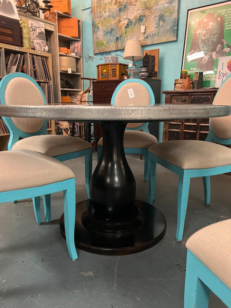 Hammered Metal Pedestal Table 152030.