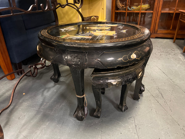 Japanese black lacquer table 2 pieces 151228.