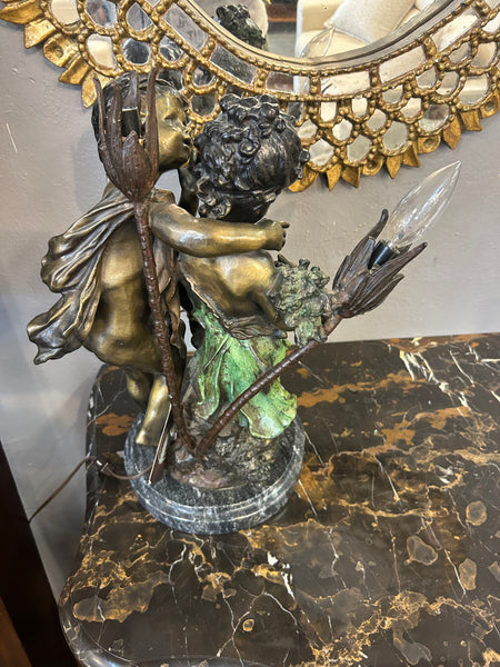 August Moreau “Secret” Bronze Sculpture Lamp 178002.