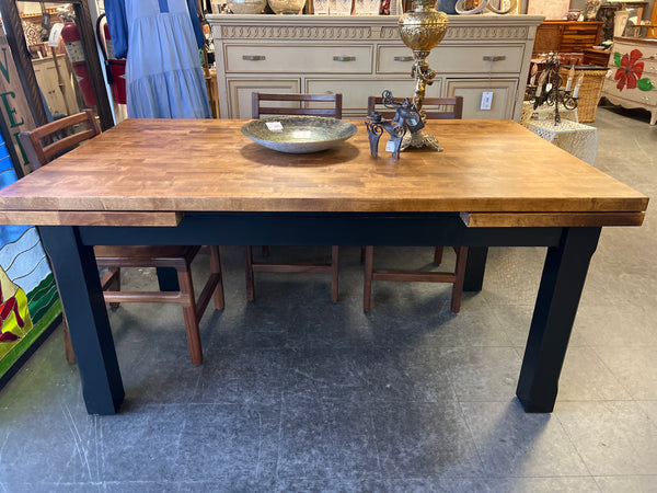 Butcher Block Dining Table + 6 Chairs + 2 Extensions 154528.