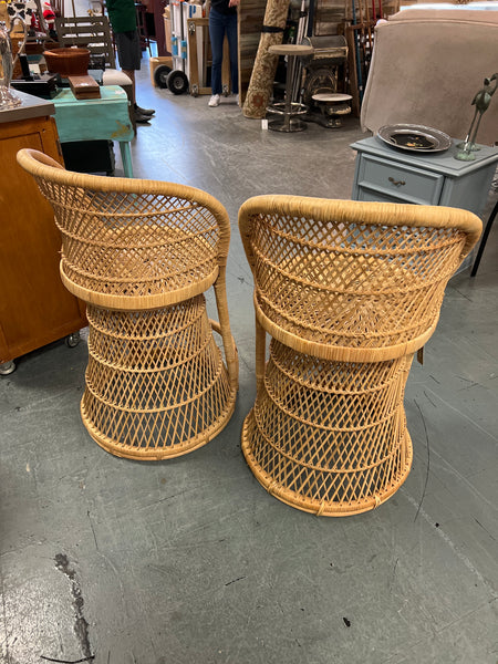 Wicker Barrel Barstool Pair 154868.