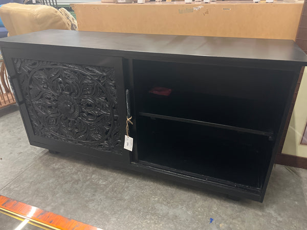 Black Carved Wood Console (168296.)