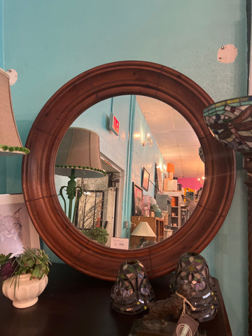 Large Round Wood Mirror 165509.