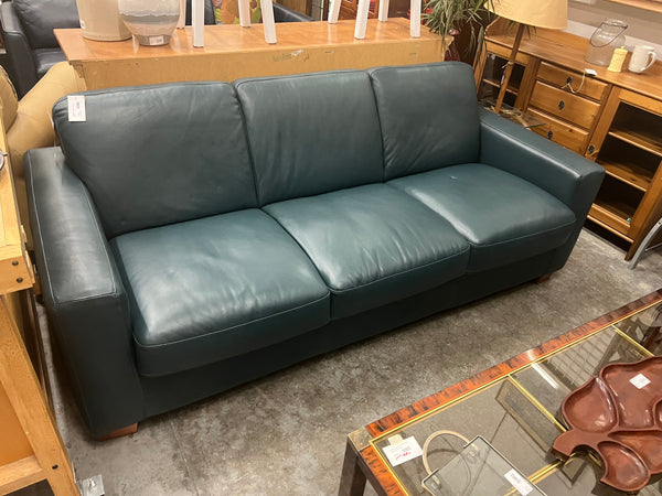 Blue Natuzzi Leather Sleeper 168356.