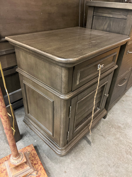 Grey Rustic Nightstand Shutter Door Cabinet 152994.