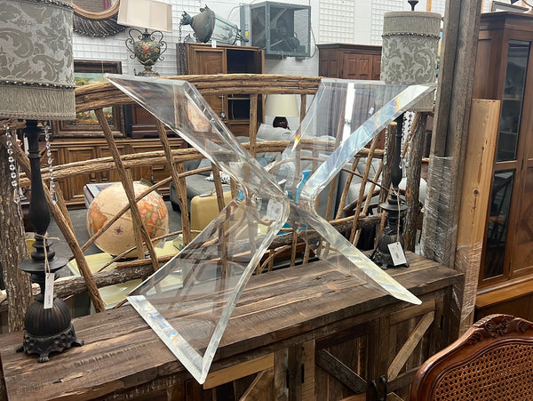 Acrylic/Lucite X Table Base w/ glass top 142306.