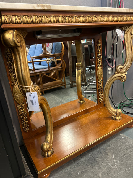 Marble Top Gold Table w/ Mirror Below 169094.
