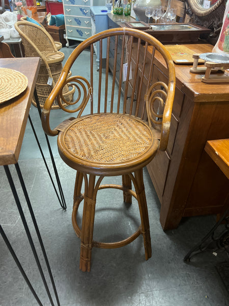 2 Bent Wood Wicker Bar Stools 155454.