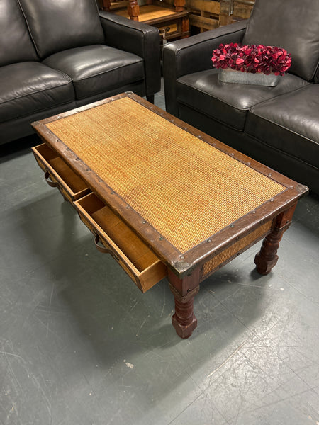 Rattan Leather Trim Coffee Table 166771.