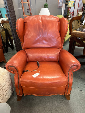 Rust Leather Power Recliner Hancock and Moore 152400.