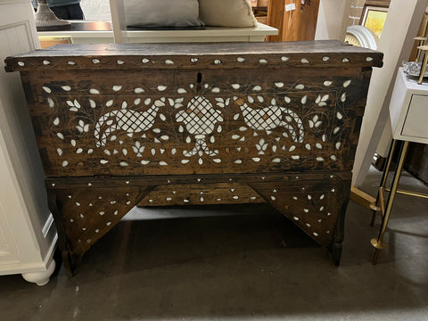 Antique Middle Wastern Chest Wedding Trunk Inlay Mother of Pearl 149600.