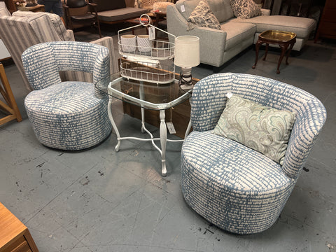 Blue/ White Swivel Chair (2 available) 164012.
