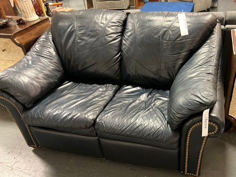 Blue Leather Reclining Loveseat 143055.