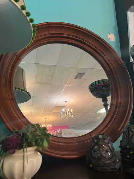Large Round Wood Mirror 165509.