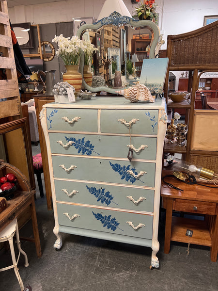 Blue Hand painted Chest of Drawers w/ Mirror Wallace furniture 152331.