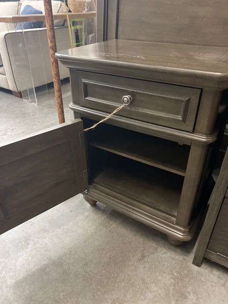 Grey Rustic Nightstand Shutter Door Cabinet 152994.