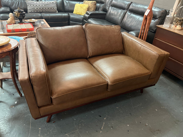 Genuine Leather Loveseat - Barberena 67" - Camel Brown 155849.