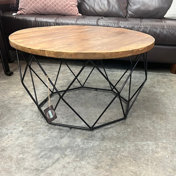 Wood Top Iron Base Coffee Table 142248.