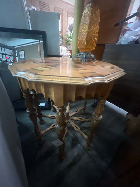 Antique Burlwood Starburst End Table 177003.