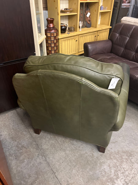 Ethan Allen Green Leather Chair 163757.