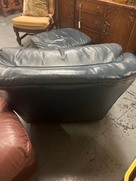 Blue Leather chair and ottoman 159534.