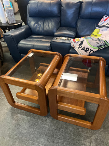 MCM Glass Top Side Table Set of 2 - Lou Hodges 165403.