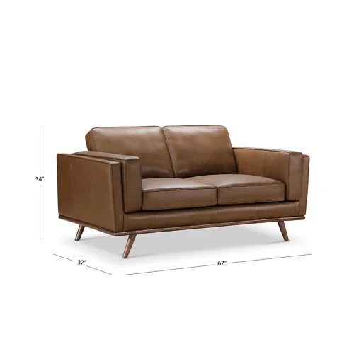 Genuine Leather Loveseat - Barberena 67" - Camel Brown 155849.