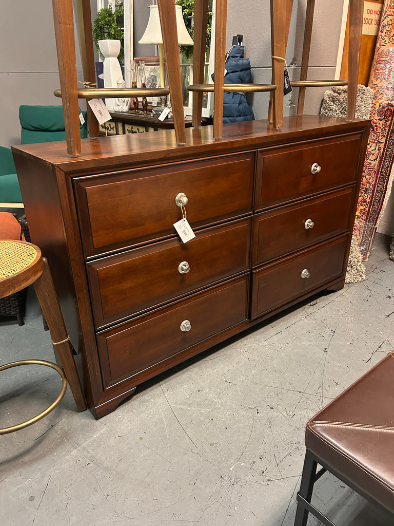 Brown 6 Drawer Dresser w/ Silver Knobs 177939.