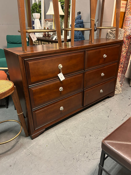 Brown 6 Drawer Dresser w/ Silver Knobs 177939.