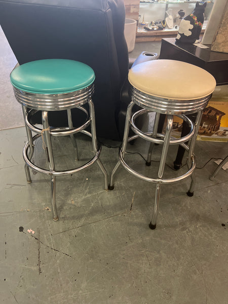 Set of 2 Chrome Base Stools 154128.