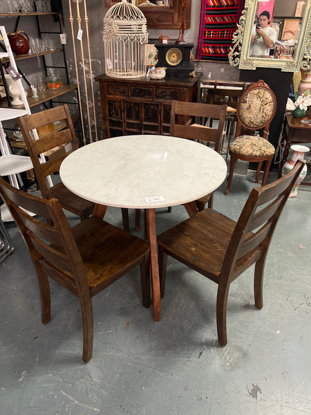 Marble Top Round Table + 4 Chairs 156274.