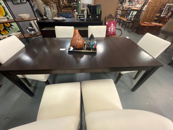 Crate and Barrel Dark Wood Dining Table w/ 19” Leaf 157371.