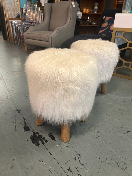 Pottery Barn Mongolian Faux Fur Stool (2 available) 166081.