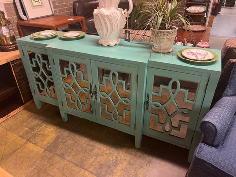 Teal Blue Glass Door Cabinet 167385.