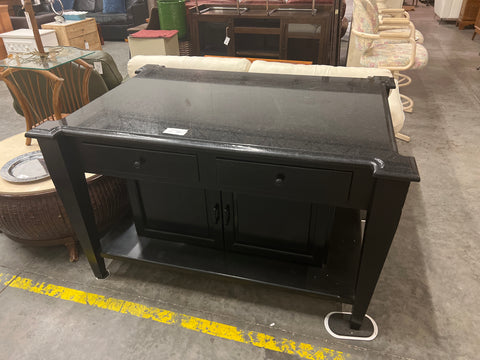 Black Granite Top Kitchen Island with Electric 166453.