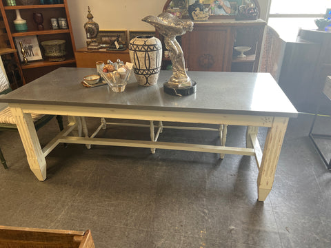 Rustic Metal Top Dining Table - Ballard Design 163993.