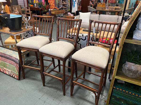 Ethan Allen Bamboo Barstools Set 3 152045.