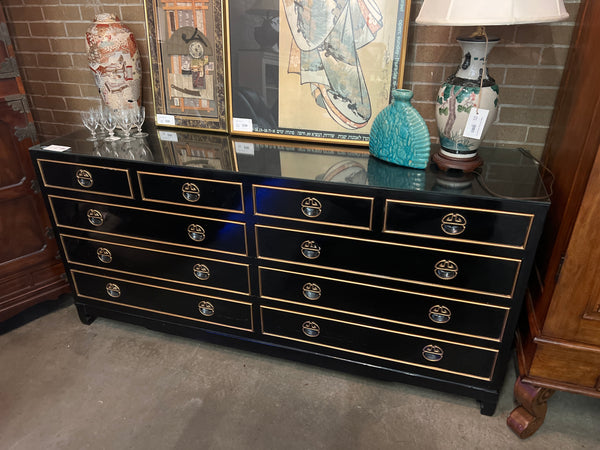 Black Laquer Asian Dresser - Gold Detail 157160.