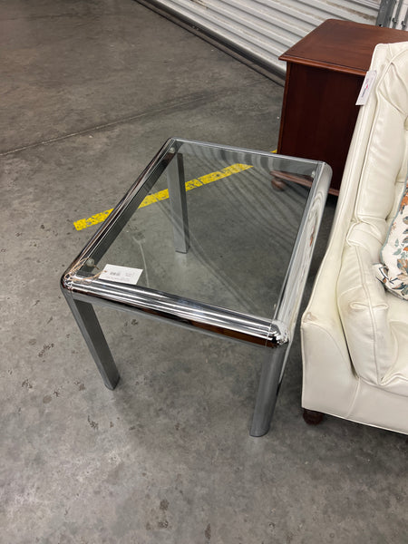 Chrome Base Glass Top Side Table 153006.