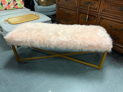 Faux Pink Fur Bench 151461.