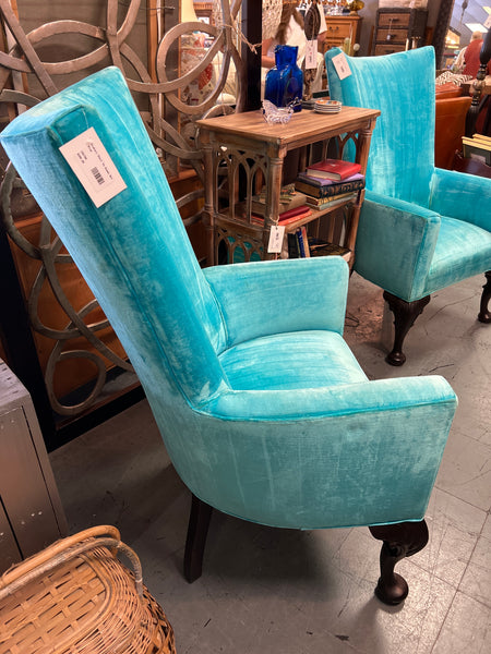 Hickory Chair Co Queen Ann Blue Chair 152790. (2 available)