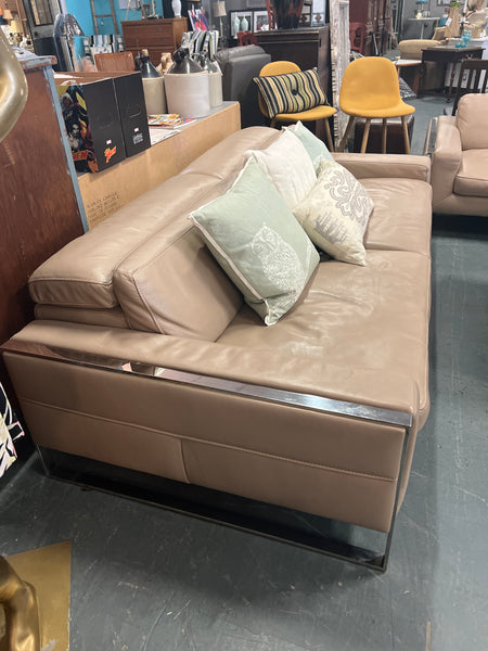 Modern Taupe Leather Sofa 162157. (2 available)