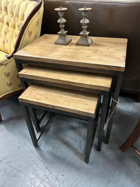 Light Wood Nesting Table Set 177938.