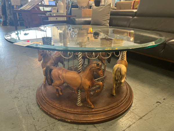 Vintage Carousel Glass Top Coffee Table 164870.