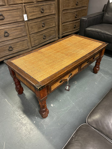 Rattan Leather Trim Coffee Table 166771.