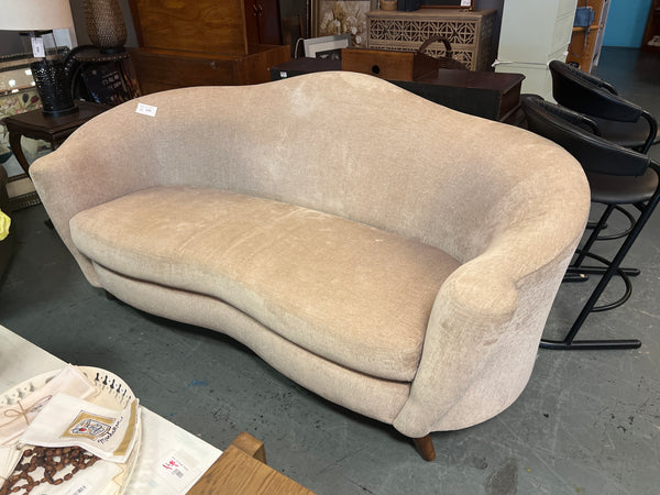 Beige Microfiber Camel Back Loveseat 167536.